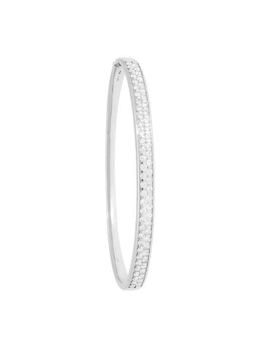 Double Row Diamond Bangle with 1.42ct of Round Brilliant Diamonds in 18ct White Gold