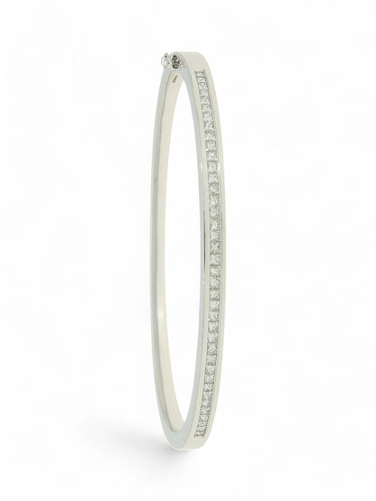 Diamond Channel Set Hinged Bangle 1.08ct in 18ct White Gold
