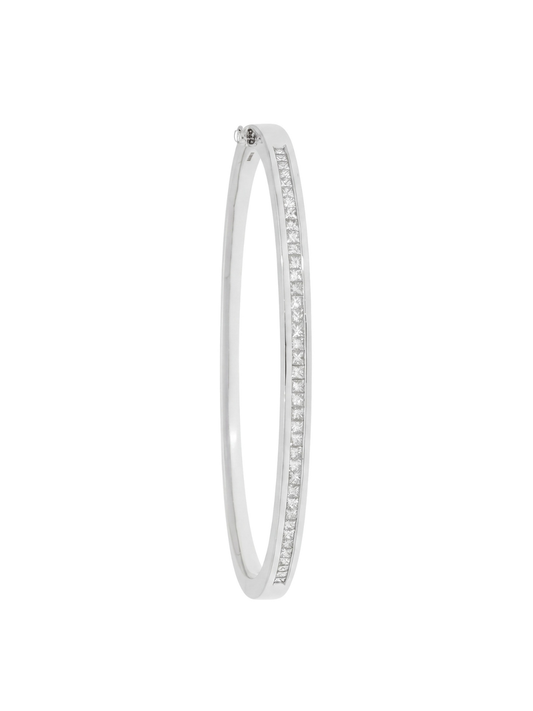 Diamond Hinged Bangle with 1.08ct of Round Brilliant Diamonds in 18ct White Gold