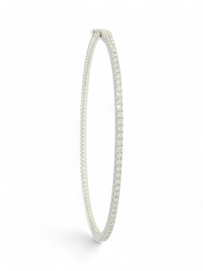 Half Diamond Set Half Twist Hinged Bangle 1.00ct in 18ct White Gold