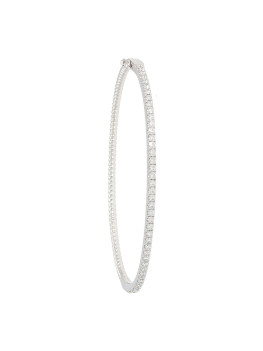 Diamond & Half Twist Hinged Bangle with 1.00ct of Round Brilliant Diamonds in 18ct White Gold