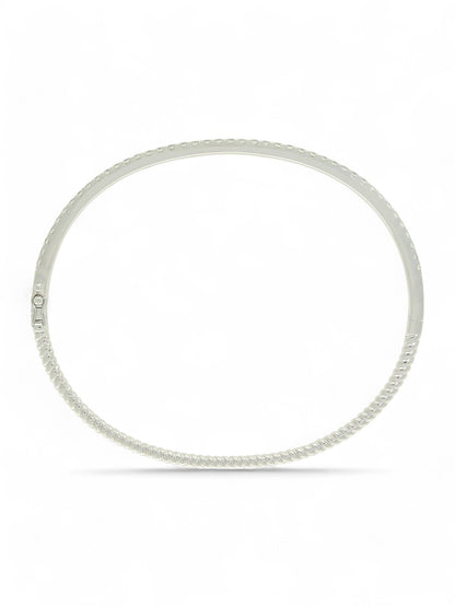 Half Diamond Set Half Twist Hinged Bangle 1.00ct in 18ct White Gold