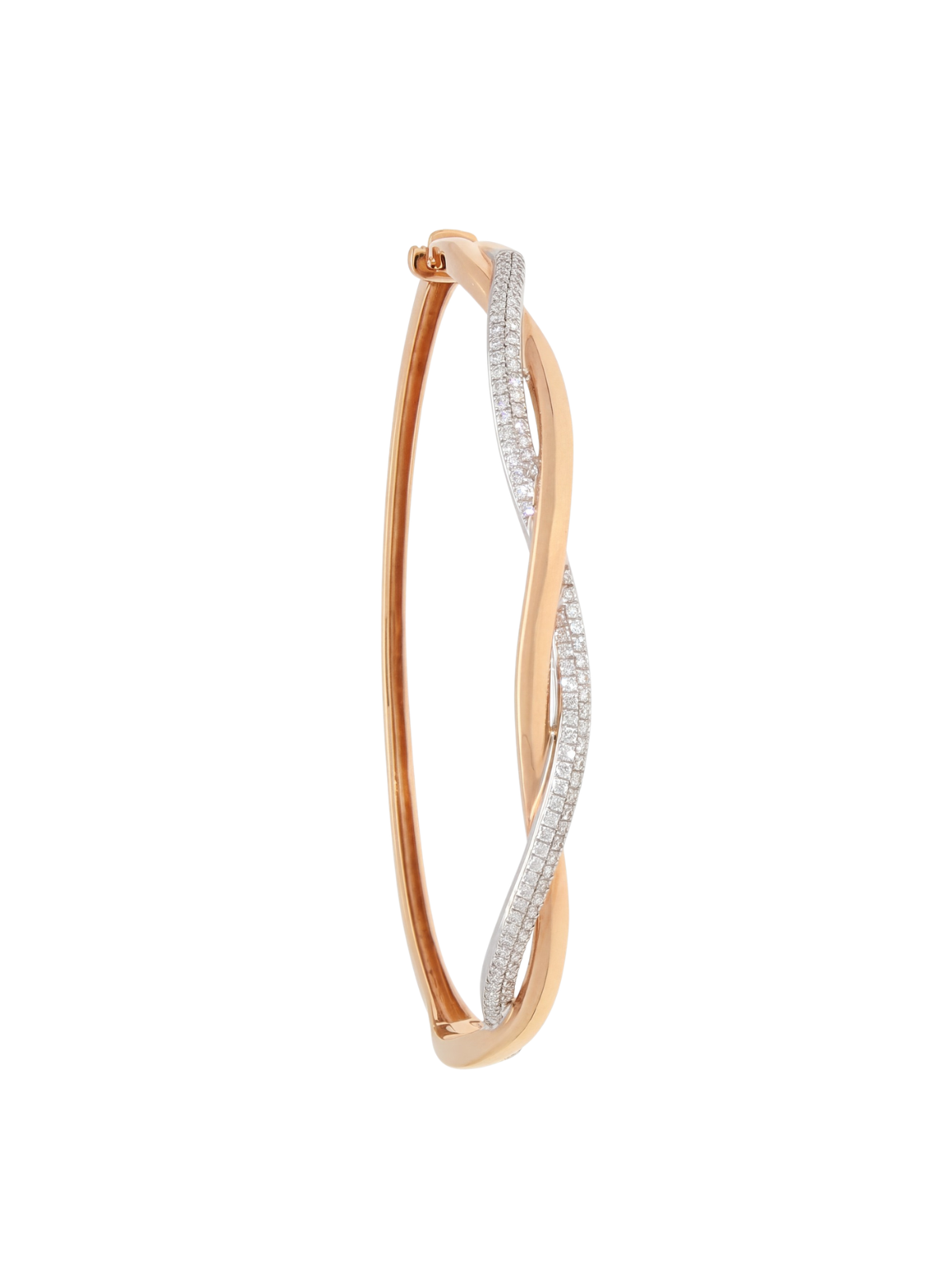 Diamond Twist Bangle with 0.66ct of Round Brilliant Diamonds in 18ct Rose & White Gold