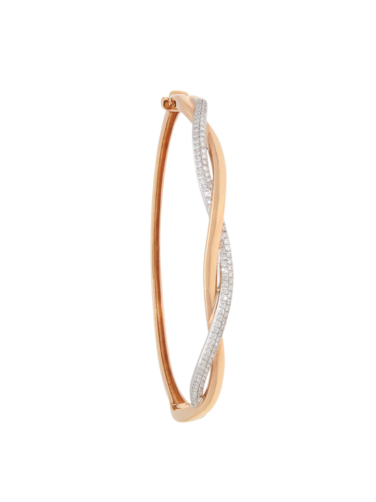 Diamond Twist Bangle with 0.66ct of Round Brilliant Diamonds in 18ct Rose & White Gold