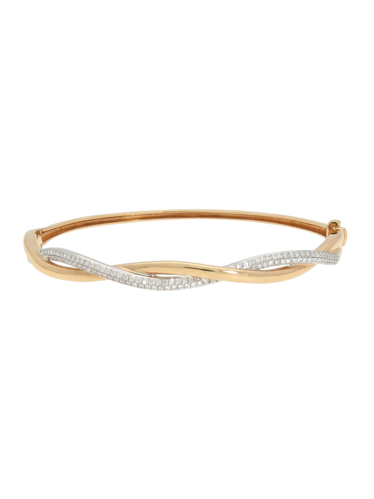Diamond Twist Bangle with 0.66ct of Round Brilliant Diamonds in 18ct Rose & White Gold