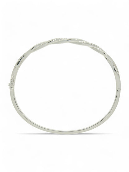 Diamond Twist Bangle in 18ct White Gold