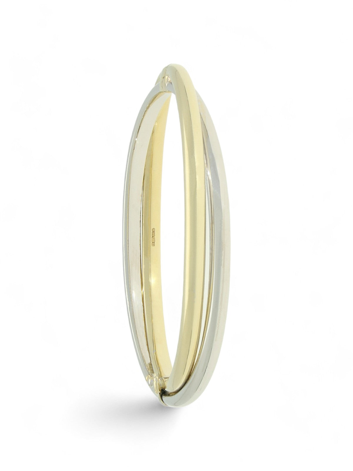 Crossover Hinge Bangle in 9ct Yellow & White Gold