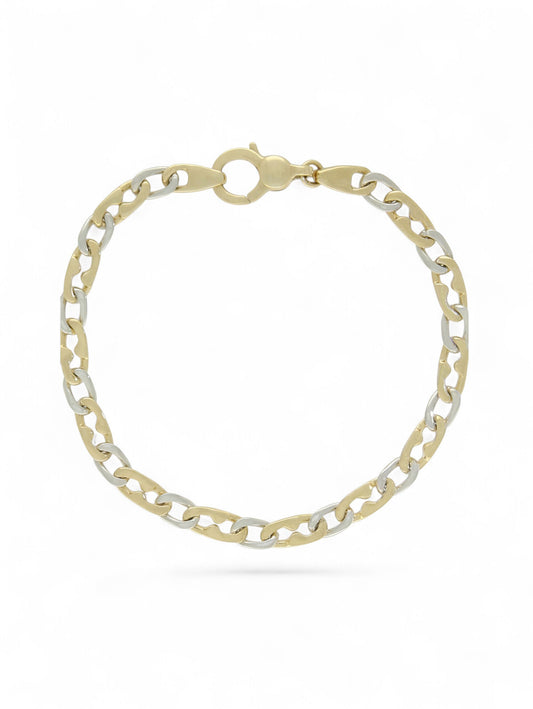 9ct Yellow & White Gold Fancy Oval Link Bracelet