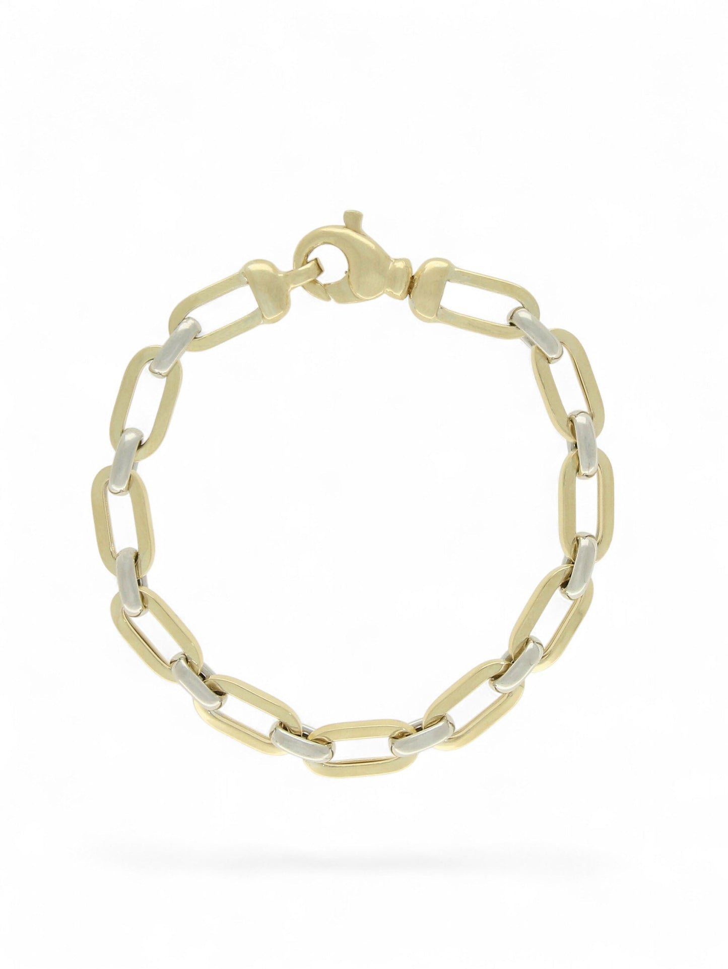 9ct Yellow & White Gold Elongated Oval Link Bracelet