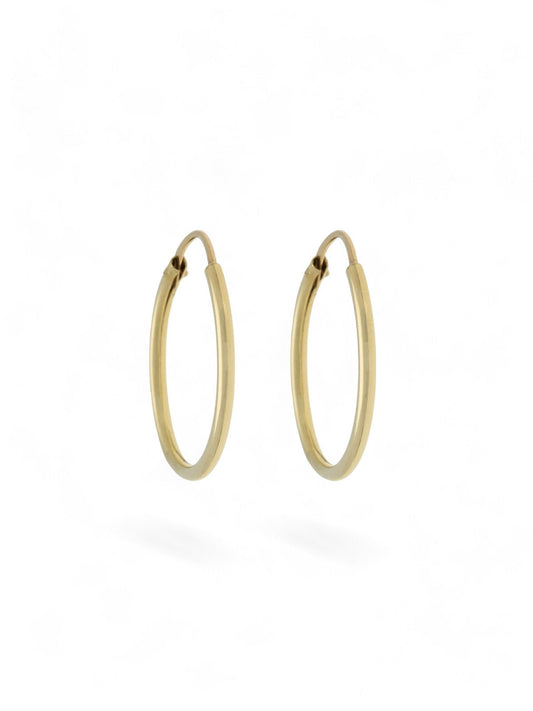 Thin Sleeper Hoop Earrings in 9ct Yellow Gold