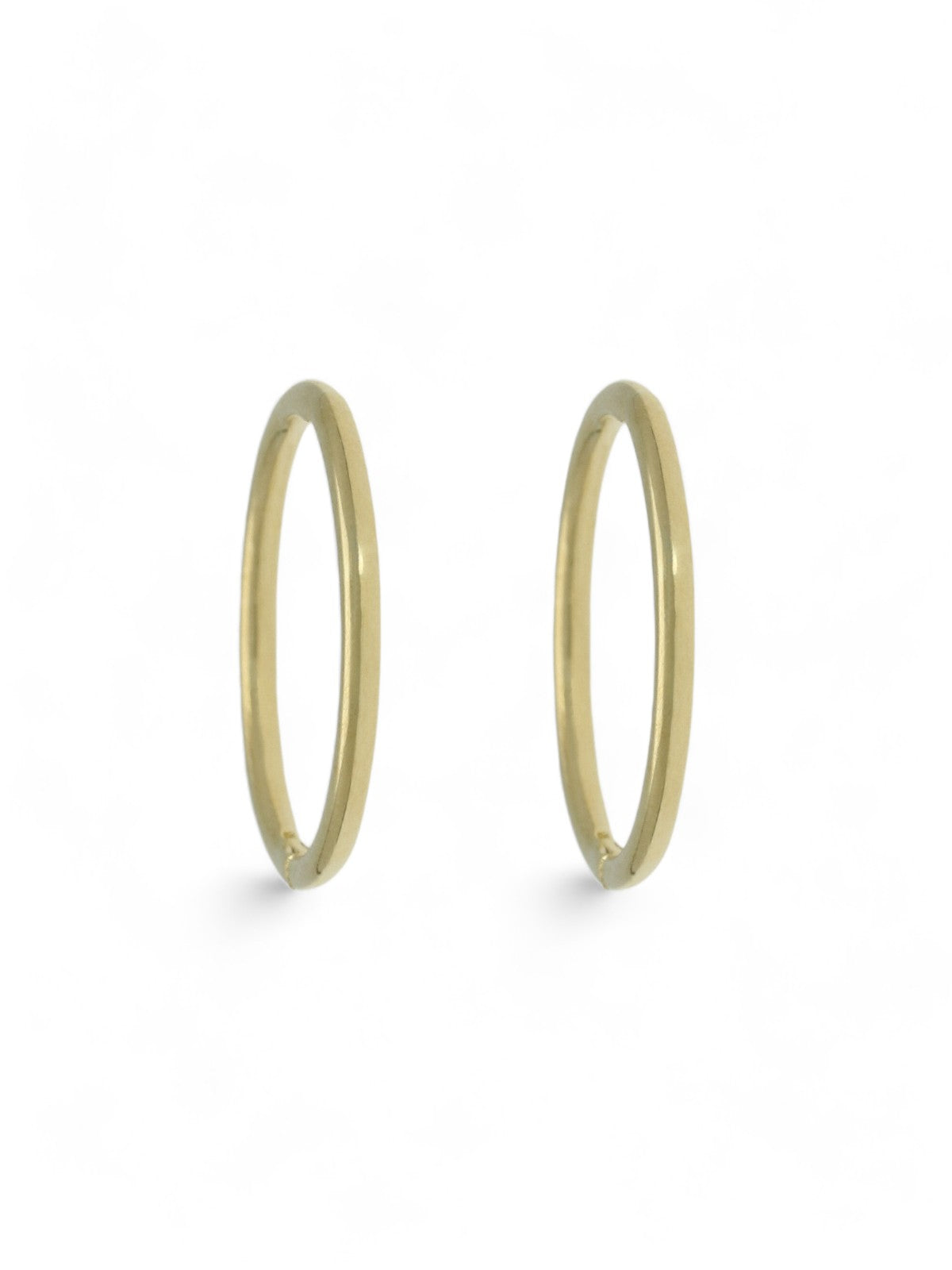 Polished Sleeper Hoop Earrings 14mm in 9ct Yellow Gold