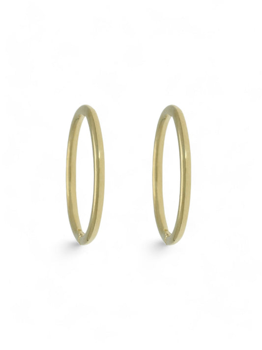 Polished Sleeper Hoop Earrings 14mm in 9ct Yellow Gold