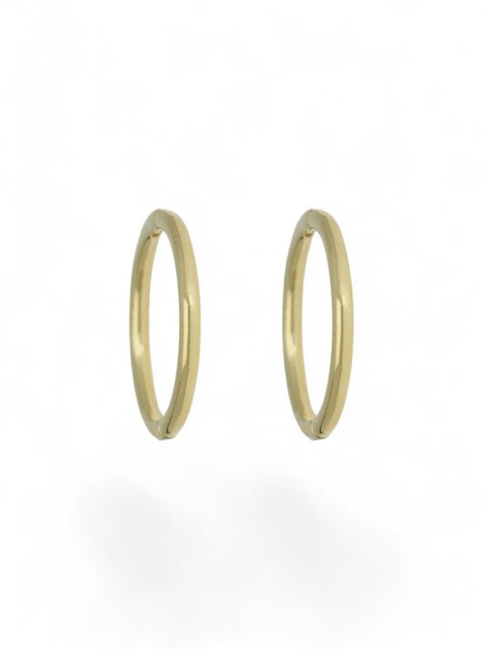 Polished Sleeper Hoop Earrings 12mm in 9ct Yellow Gold