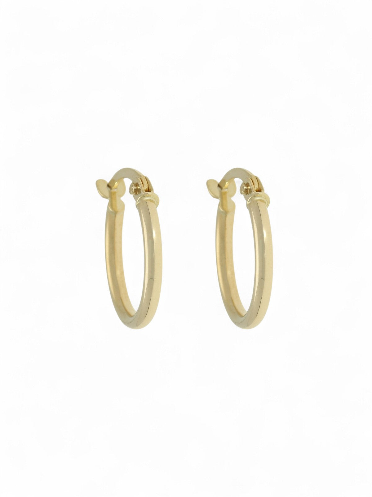 9ct Yellow Gold Thin Round Hoop Earrings 10mm