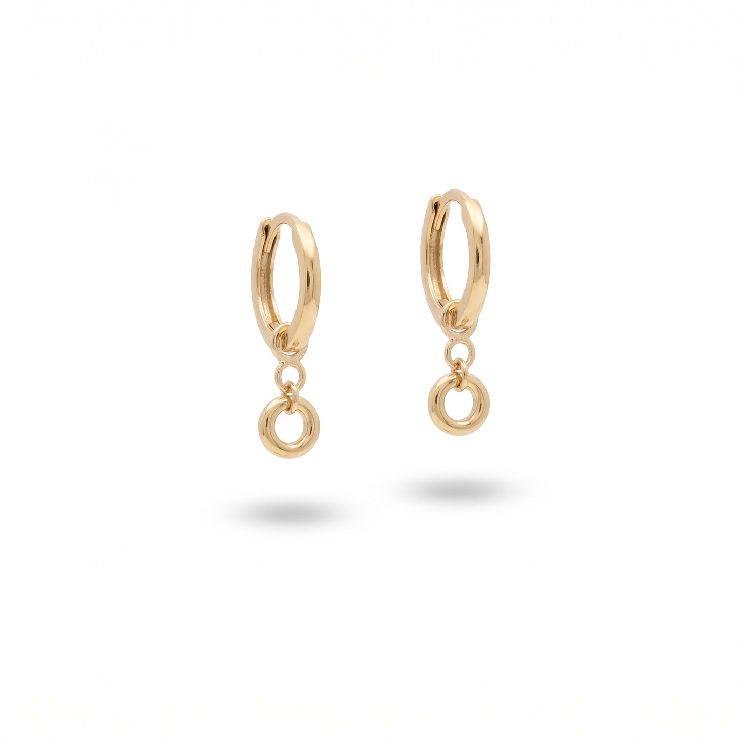 9ct Yellow Gold Hoop Earrings 16mm with Detachable Circle Drop
