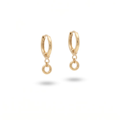 9ct Yellow Gold Hoop Earrings 16mm with Detachable Circle Drop