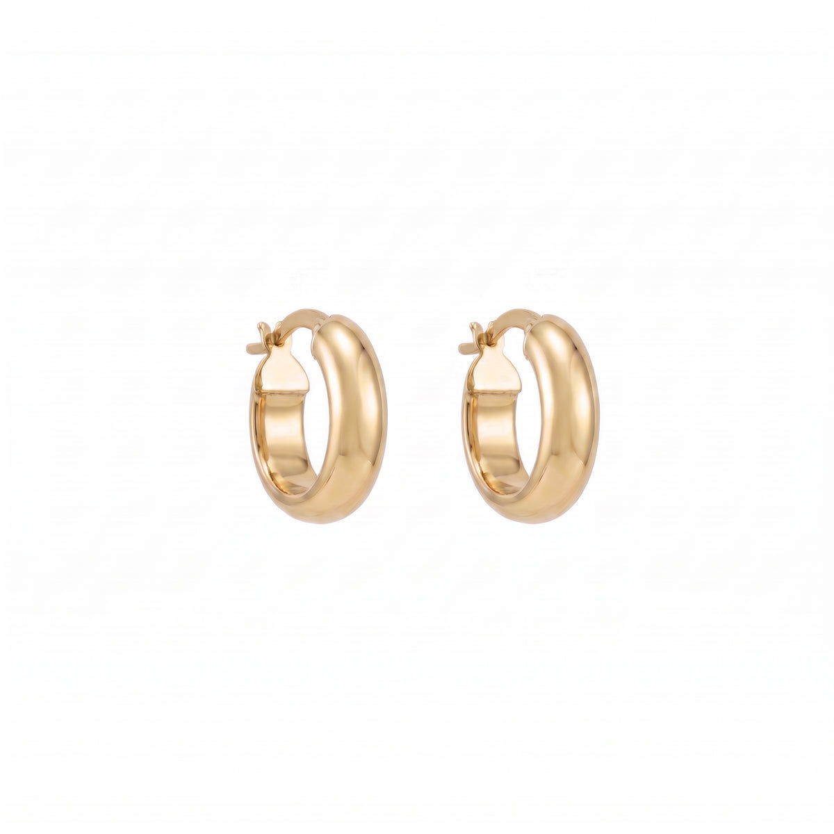 9ct Yellow Gold Wedding Ring Style Hoop Earrings 14mm x 4mm