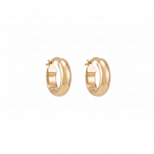 9ct Yellow Gold Wedding Ring Style Hoop Earrings 14mm x 4mm