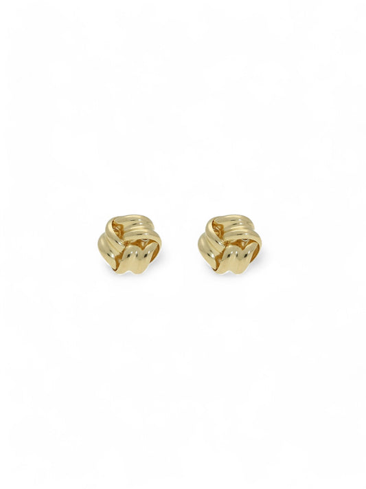 Polished Ribbed Knot Stud Earrings in 9ct Yellow Gold