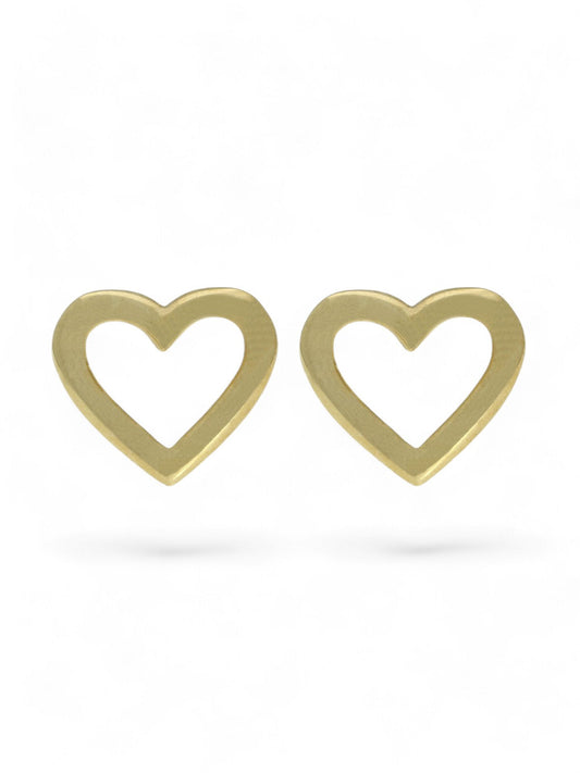 Open Heart Stud Earrings in 9ct Yellow Gold