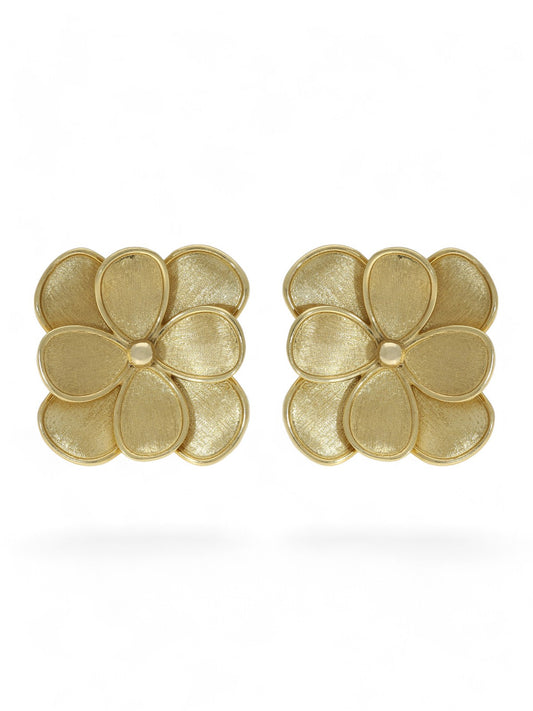 Flower Stud Earrings 22mm in 9ct Yellow Gold