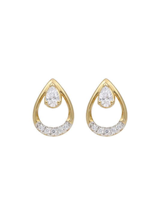Diamond Teardrop Stud Earrings with 0.20ct of Pear & Round Brilliant Diamonds in 9ct Yellow Gold