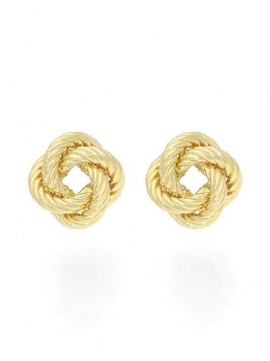 Rope Patterned Knot Stud Earrings in 9ct Yellow Gold