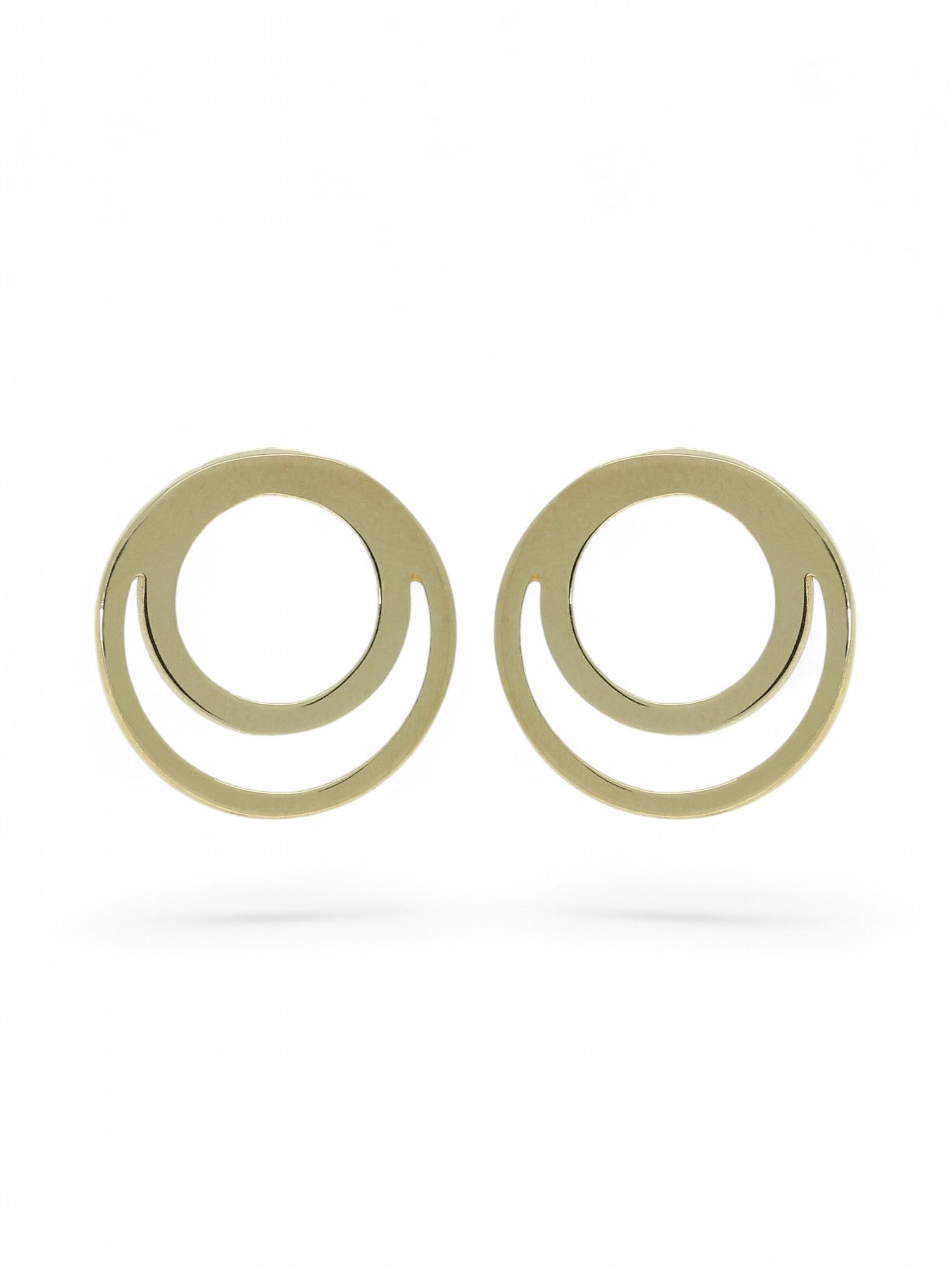 Polished Double Circle Stud Earrings in 9ct Yellow Gold