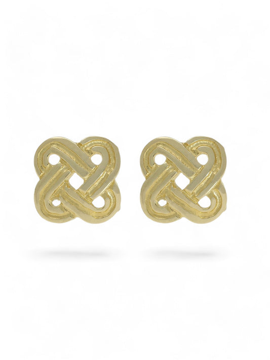 Square Knot Stud Earrings in 9ct Yellow Gold