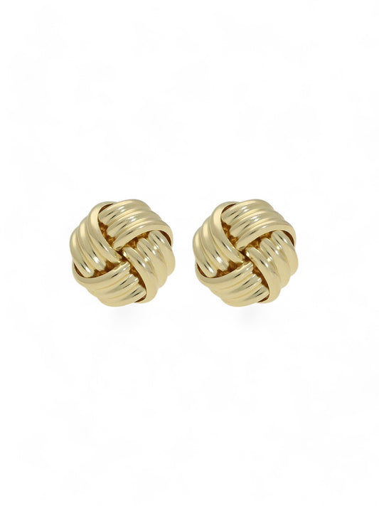 Ribbed Knot Stud Earrings in 9ct Yellow Gold