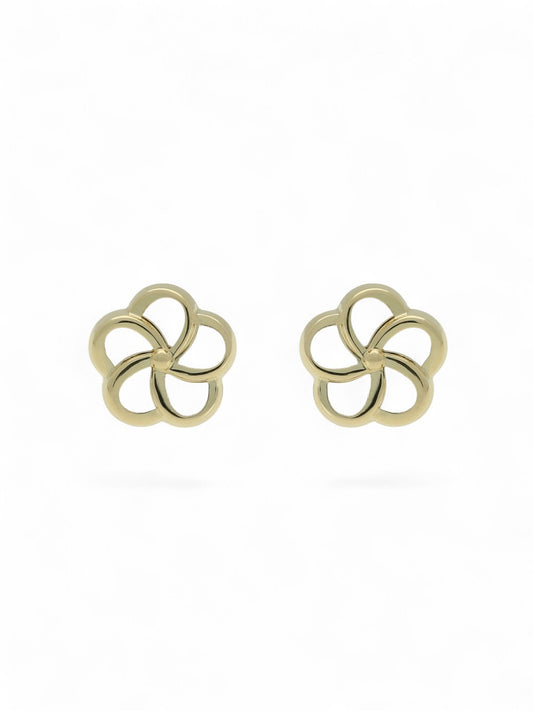 Polished Flower Stud Earrings in 9ct Yellow Gold