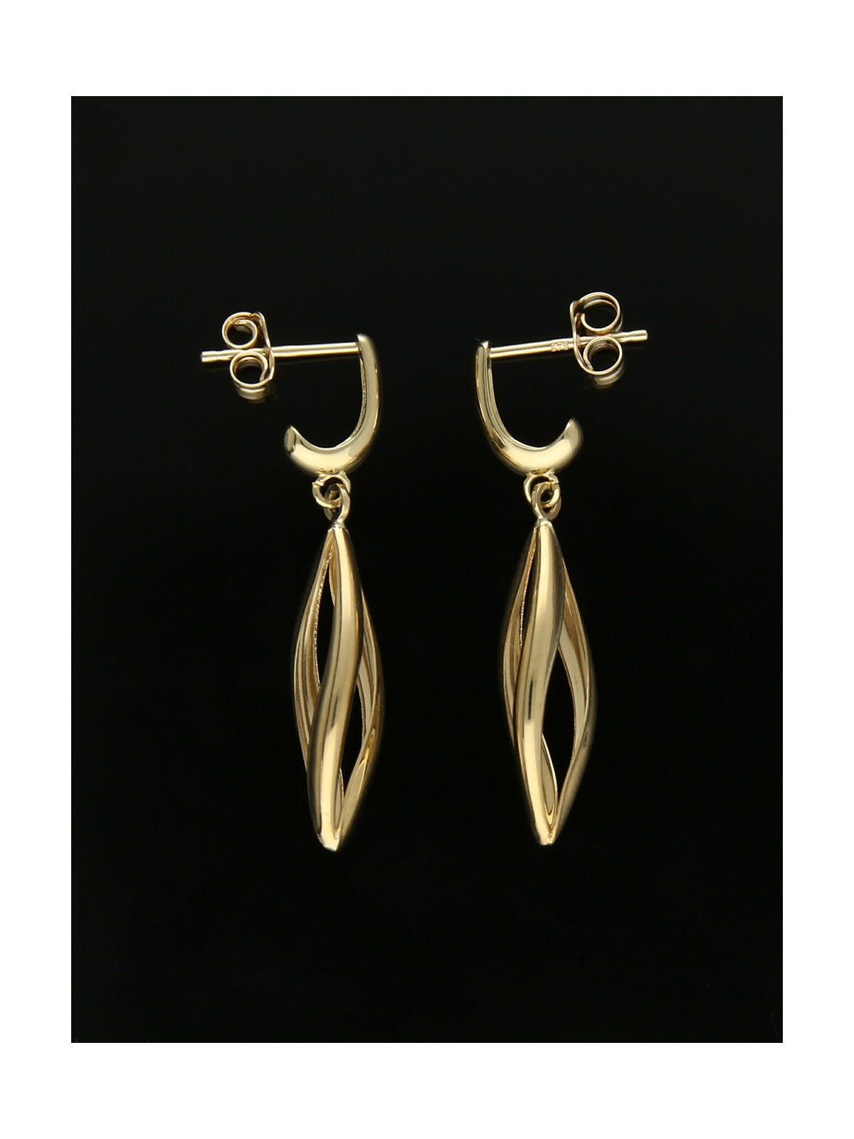 Marquise Twist Drop Earrings in 9ct Yellow Gold