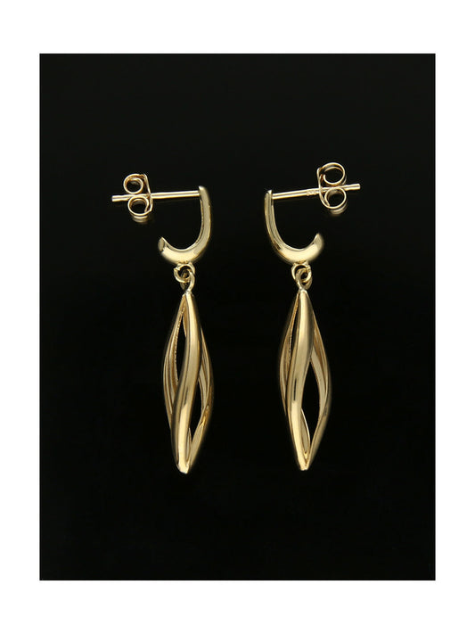 Marquise Twist Drop Earrings in 9ct Yellow Gold