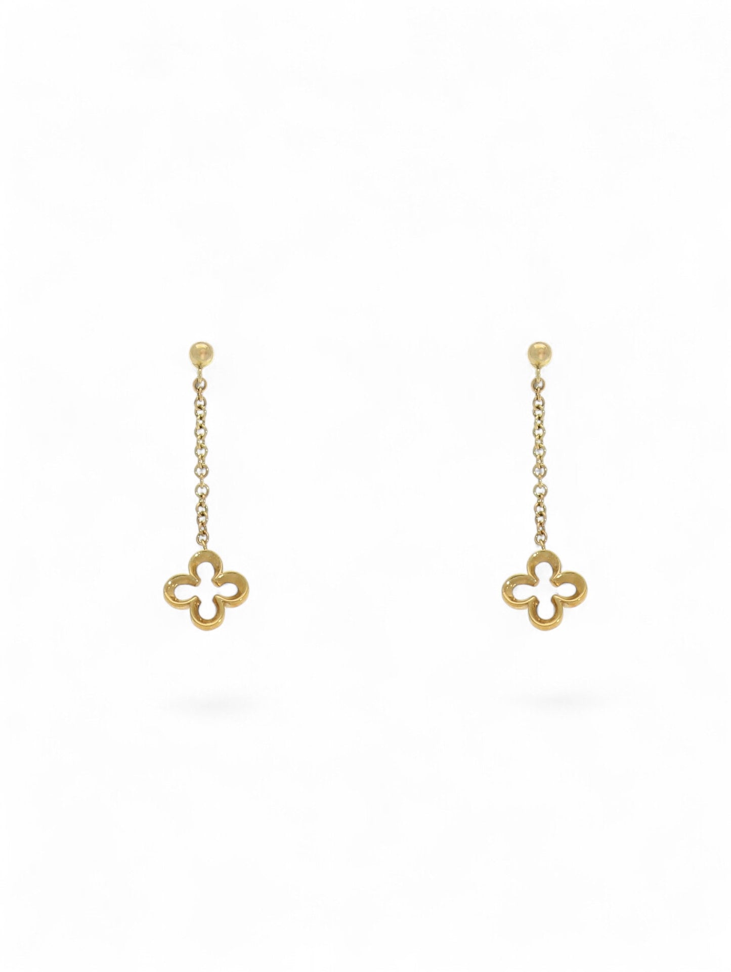 Flower & Chain Drop Earrings in 9ct Yellow Gold