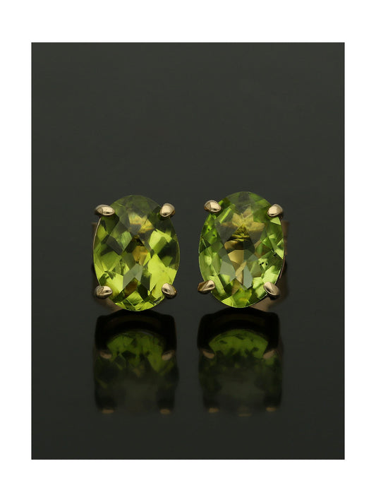 Peridot Oval Stud Earrings in 9ct Yellow Gold