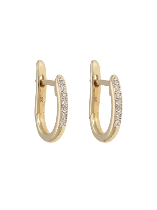 Diamond Huggie Hoop Earrings with 0.05ct of Round Brilliant Diamonds in 9ct Yellow Gold