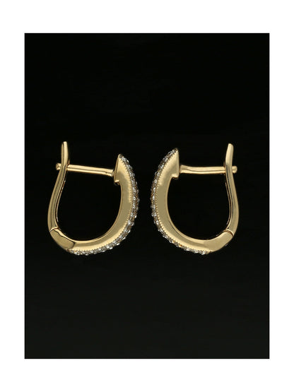 Diamond Double Row Huggie Hoop Earrings in 9ct Yellow Gold