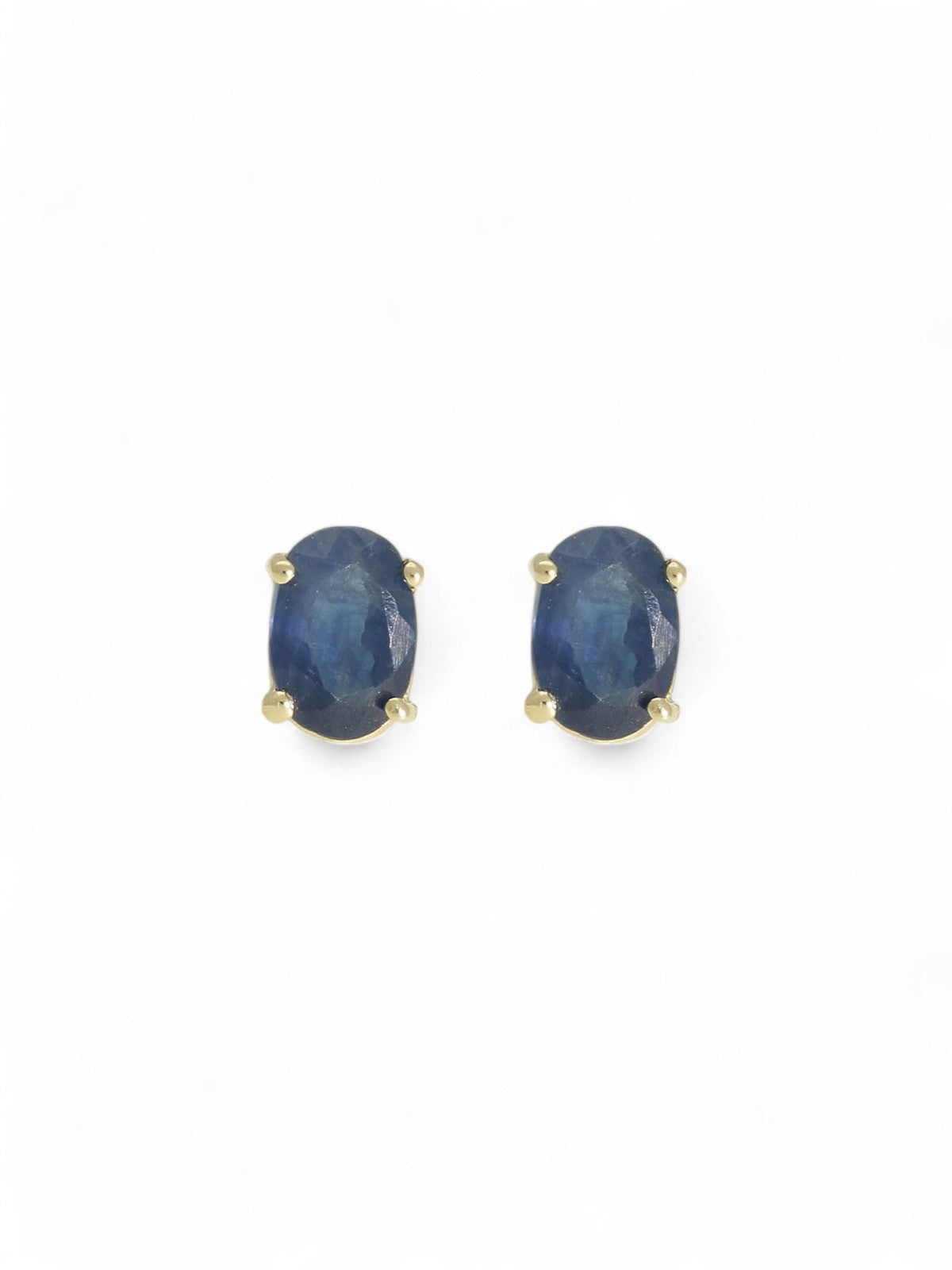 Sapphire Oval Cut Single Stone Earrings in 9ct Yellow Gold