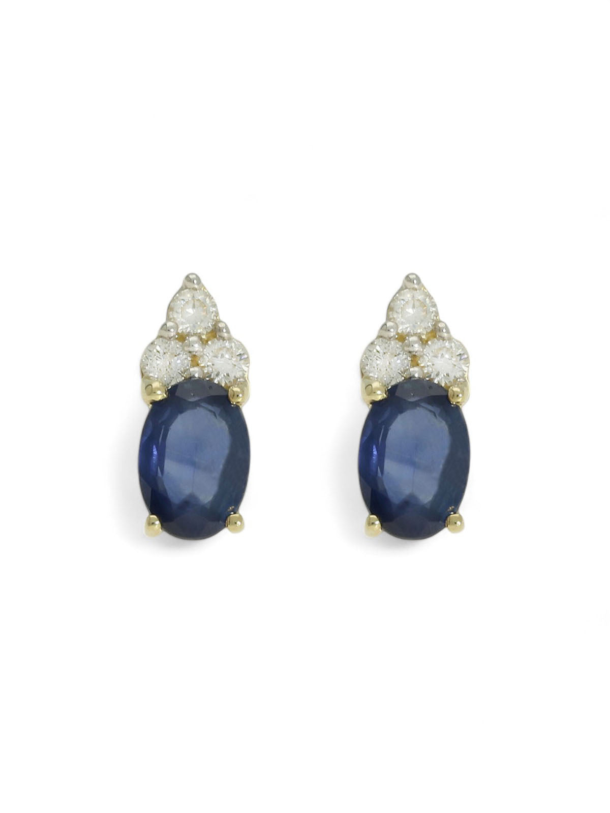 Sapphire & Diamond Oval Cluster Stud Earrings in 9ct Yellow Gold