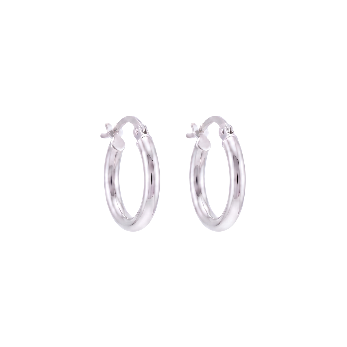 9ct White Gold Hoop Earrings 14mm