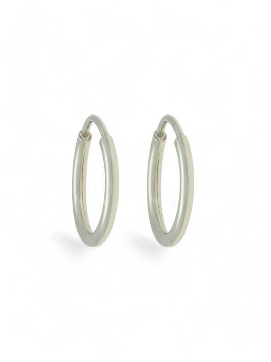 Thin Sleeper Hoop Earring in 9ct White Gold