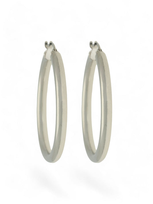 Hoop Earrings 30mm in 9ct White Gold