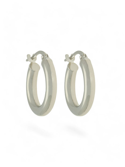 Polished Hoop Earrings 10mm in 9ct White Gold
