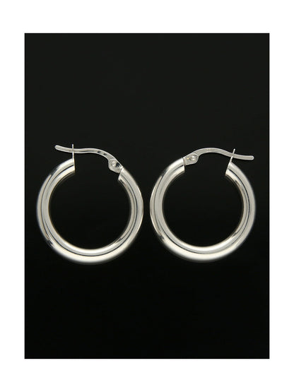 Polished Hoop Earrings 15mm in 9ct White Gold