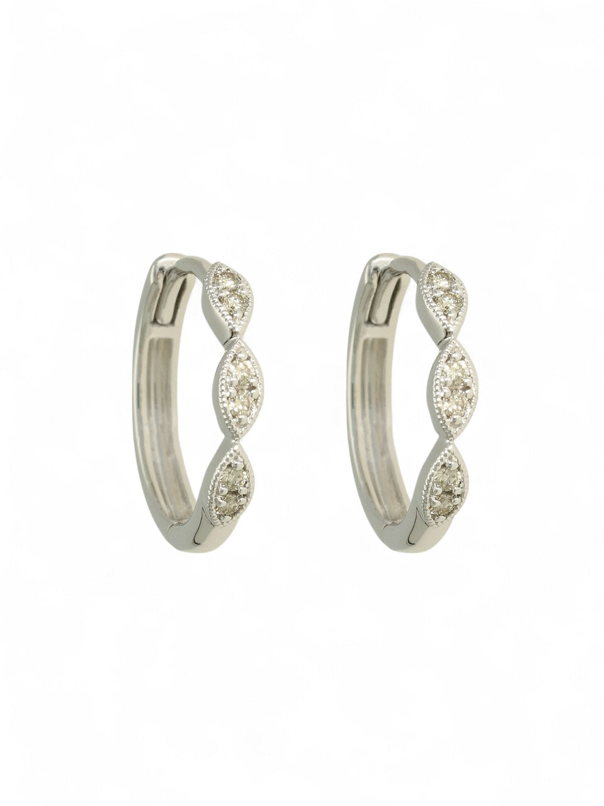 Diamond Marquise Hoop Earrings in 9ct White Gold