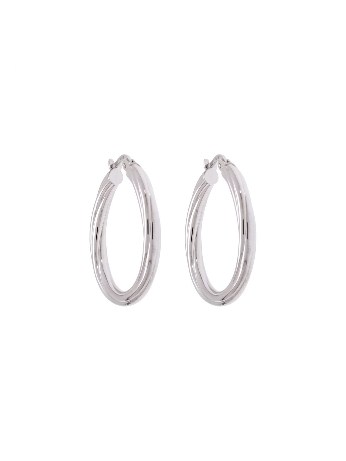 9ct White Gold Twist Hoop Earrings 25mm