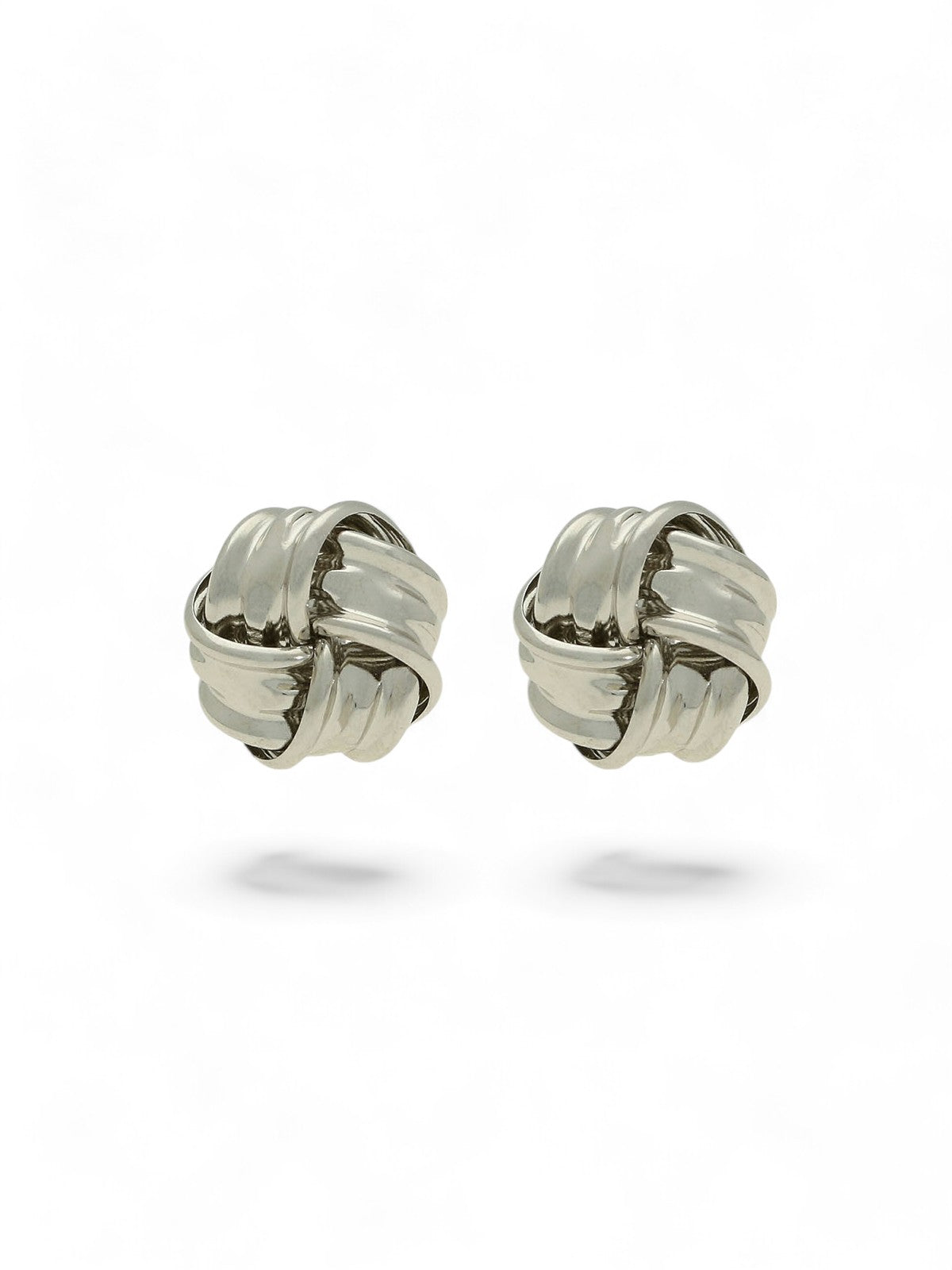 Ribbon Knot Stud Earrings 8mm in 9ct White Gold