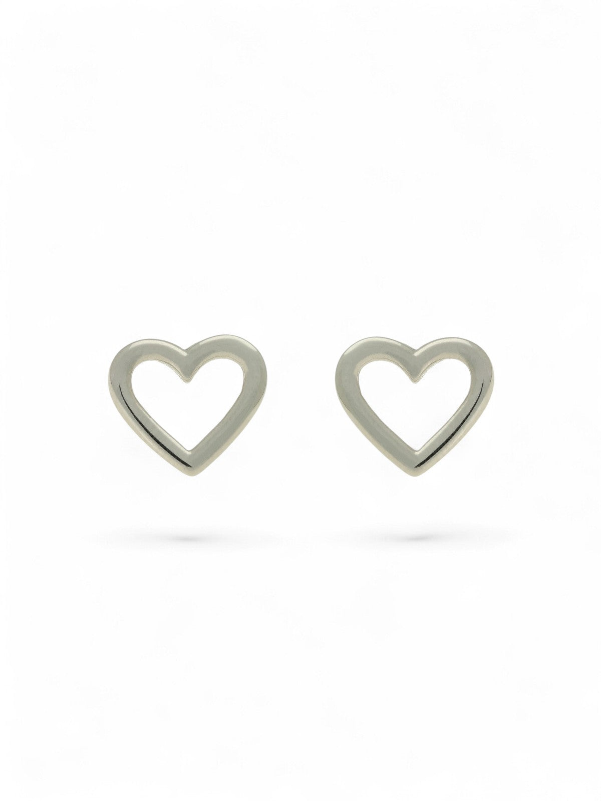 Open Heart Stud Earrings 10mm in 9ct White Gold