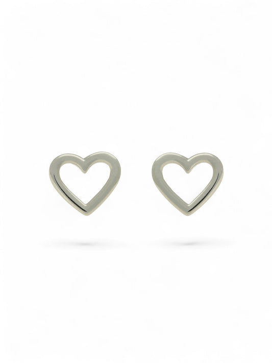 Open Heart Stud Earrings 10mm in 9ct White Gold