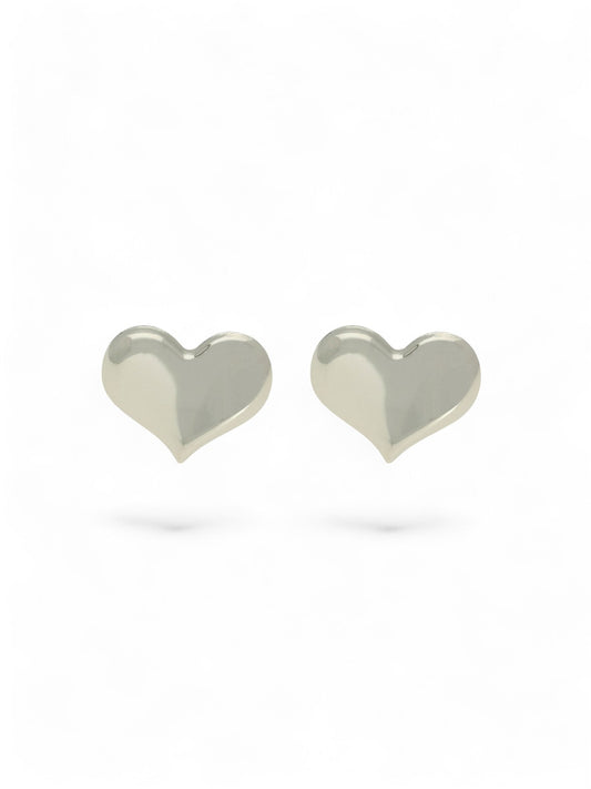 Polished Curve Heart Stud Earrings in 9ct White Gold